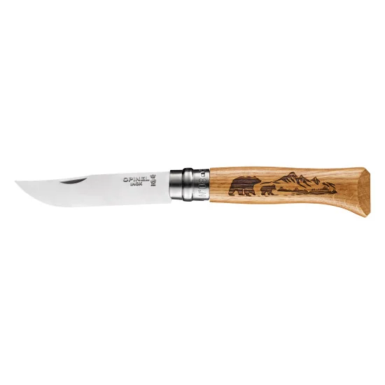 002628 Opinel N°08 Oak Engraved - Medvjed